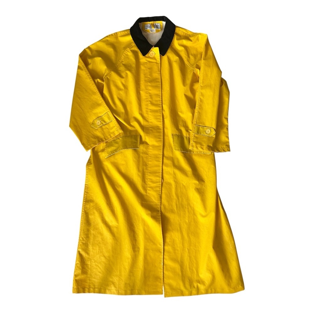 Talbots Vintage Yellow Raincoat Long Waterproof Trench, Size M Retro Nautical - Picture 5 of 12